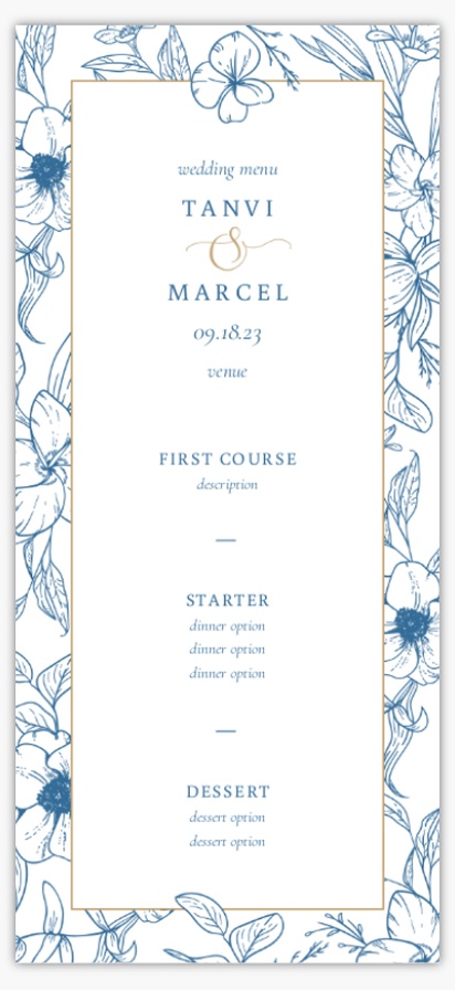 Design Preview for Design Gallery: Nautical Wedding Menu Cards, 4" x 8" Flat