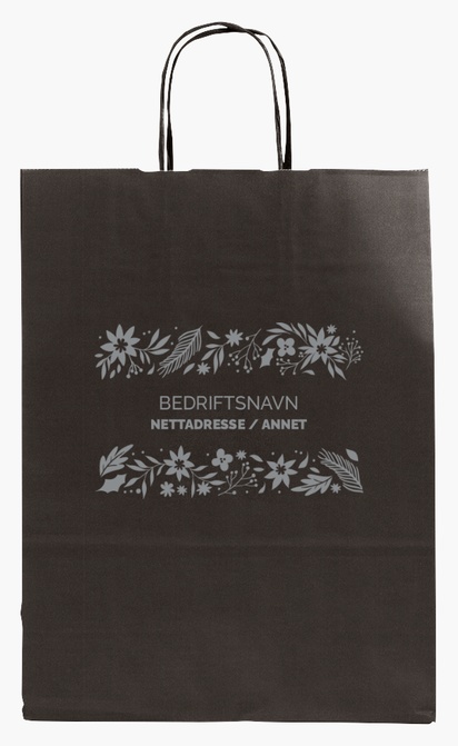 Forhåndsvisning av design for Designgalleri: Blomster og grønne planter Ensfargede papirposer med trykk, M (26 x 11 x 34.5 cm)