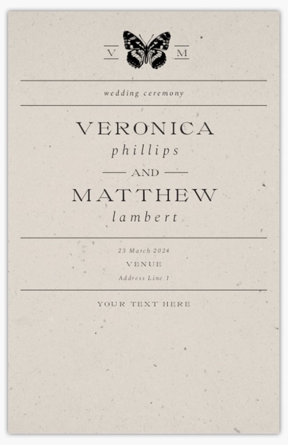 Design Preview for Design Gallery: Vintage Wedding Programs, Flat 13.9 x 21.6 cm