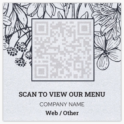 A scan to view our menu black and white white gray design for QR Code