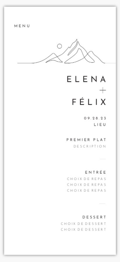 Aperçu du graphisme pour Galerie de modèles : Cartes de menu de mariage, Destination, 4" x 8" Flat