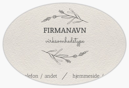 Forhåndsvisning af design for Designgalleri: Blomster og grønt Etiketter på rulle, Oval 7,5 x 5 cm Hvidt papir