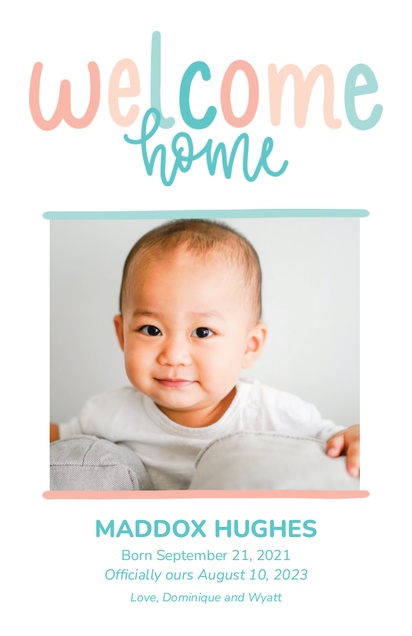 A welcome home baby adoption gray pink design for Theme with 1 uploads