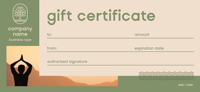 Design Preview for Templates for Health & Wellness Gift Certificates 