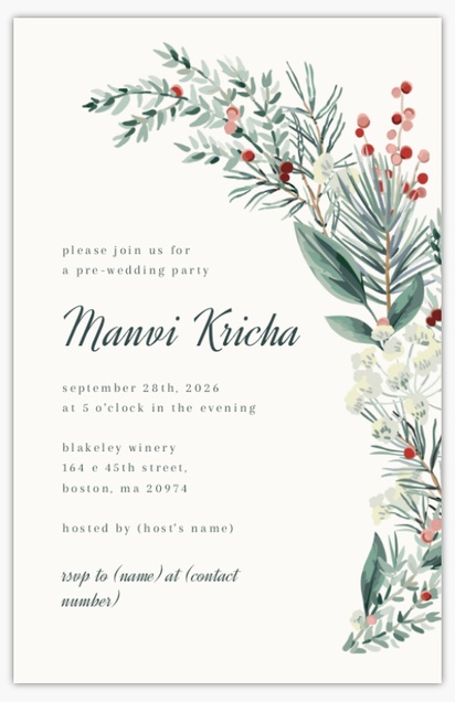 Design Preview for Wedding Party Invites, 4.6” x 7.2”