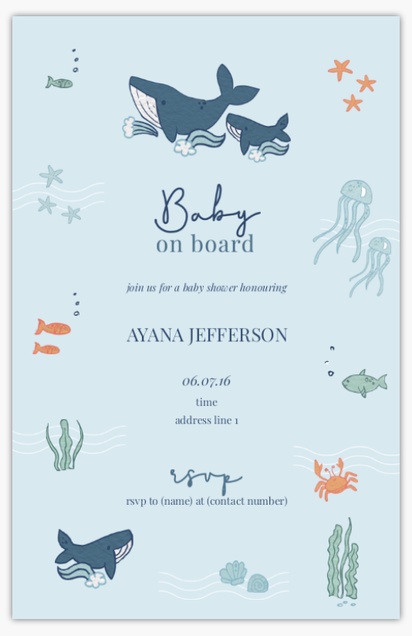 Design Preview for Design Gallery: Nautical Baby Shower Invitations, 4.6” x 7.2”