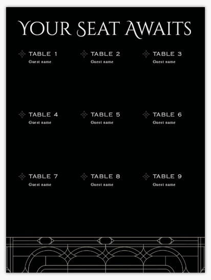 A wedding seating chart gothic black design for Type