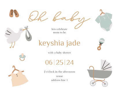 Design Preview for Design Gallery: Nursery & Décor Baby Shower Invitations, 5.5" x 4"