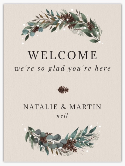 A winter wedding welcome sign cream gray design for Type
