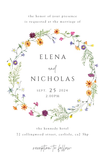 Design Preview for Templates for Floral Wedding Invitations , Flat 11.7 x 18.2 cm