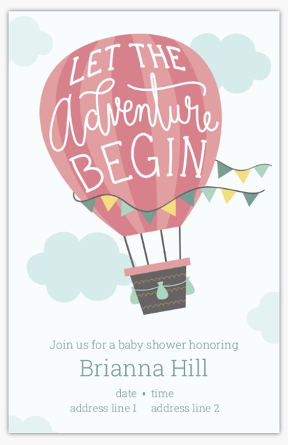 Design Preview for Design Gallery: Adventure Baby Shower Invitations, 4.6” x 7.2”