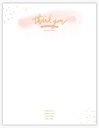 A gold dots thank you hand lettering white pink design for Elegant