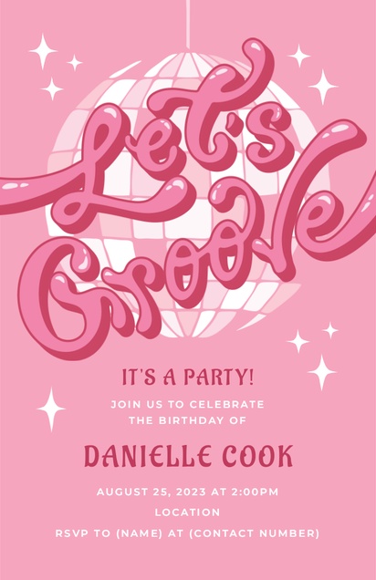 A disco ball 70s pink design for Theme Party