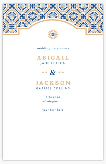 A program destination wedding white blue design for Theme