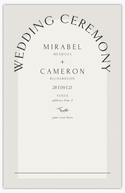 Design Preview for Templates for Minimal Wedding Programs , Flat 13.9 x 21.6 cm