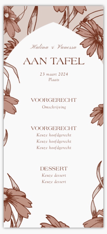 Voorvertoning ontwerp voor Ontwerpgalerij: Bloemen Menukaarten
