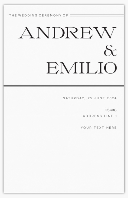 Design Preview for Design Gallery: Typographical Wedding Programs, Flat 13.9 x 21.6 cm