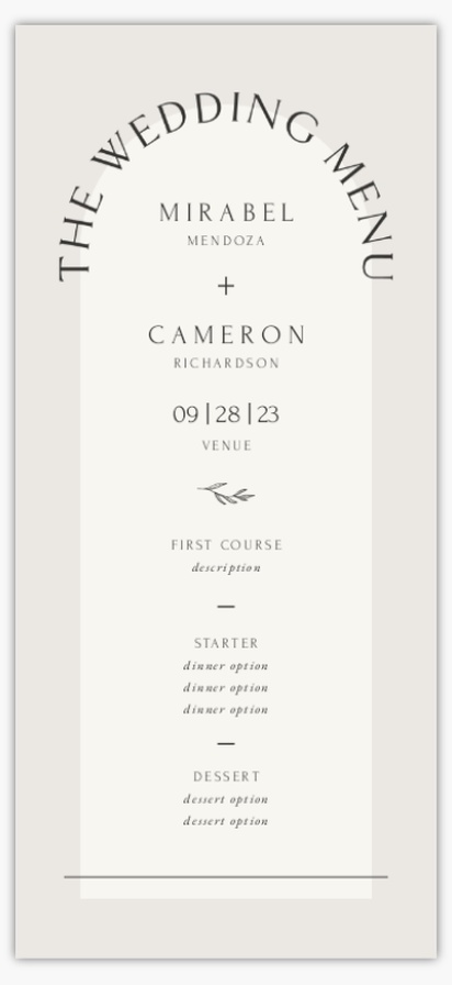 Design Preview for Minimal Wedding Menu Cards Templates, 4" x 8" Flat