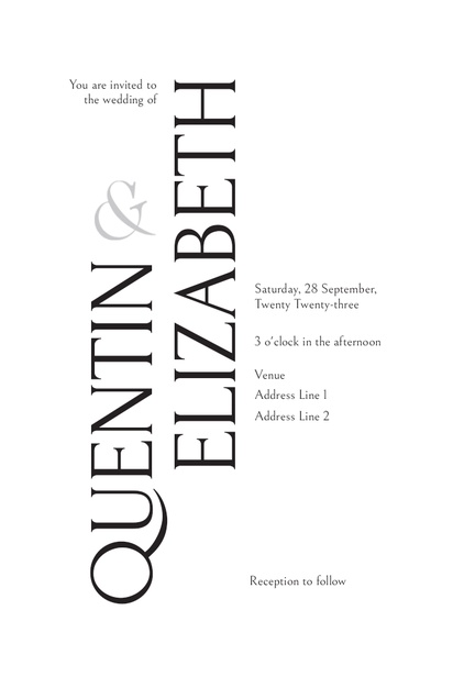 Design Preview for Templates for Typographical Wedding Invitations , Flat 11.7 x 18.2 cm