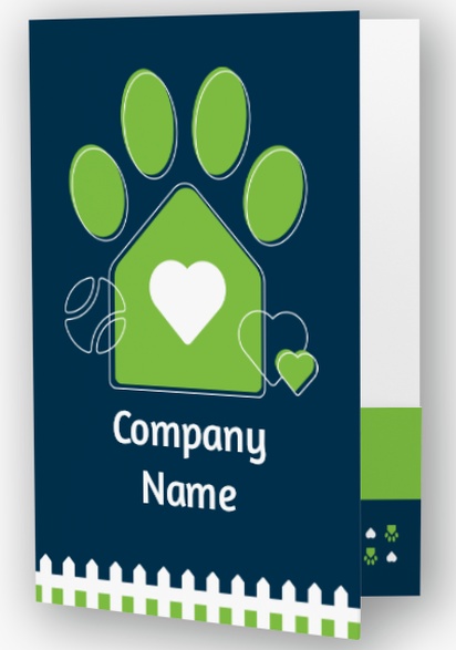 A pet care paw blue green design