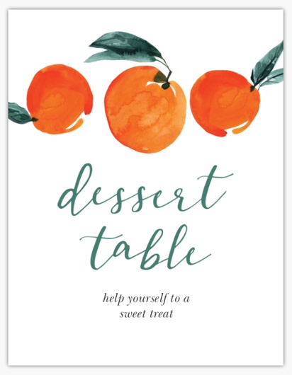 A dessert bar fruit orange white design for Bridal Shower