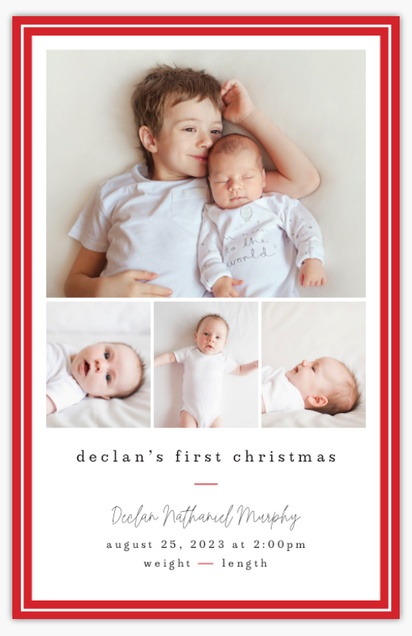 A holiday birth announcement christmas birth announcement black red design for Holiday with 4 uploads
