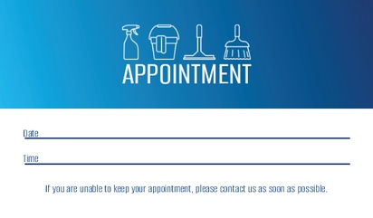 A commercial cleaning appointment card blue design for Business