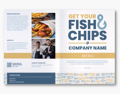 A seafood restaurant white brown design with 1 uploads