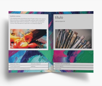 Vista previa del diseño de Galería de diseños de folletos plegados para arte y entretenimiento, Díptico A5 (148 x 210 mm)