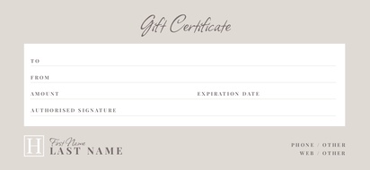 Design Preview for Design Gallery: Elegant Gift Certificates