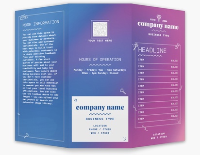 A menu colorful blue pink design