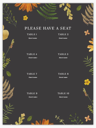 A ferns seating chart gray brown design for Type