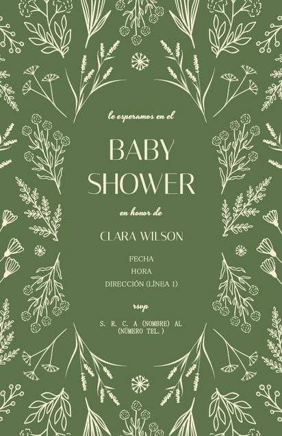 Un patrón de vegetación flores y vegetación diseño gris para Baby Shower