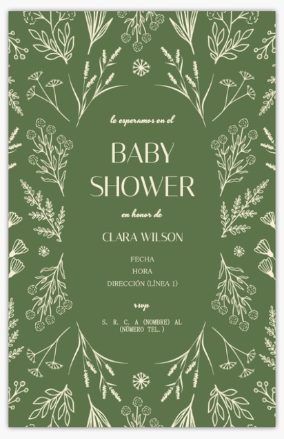 Un patrón de vegetación flores y vegetación diseño gris para Baby Shower
