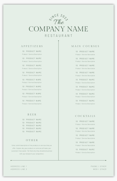 Design Preview for Restaurants Posters Templates, 11" x 17"