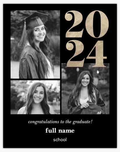 A 3 photo black and gold graduation black brown design for Modern & Simple with 3 uploads
