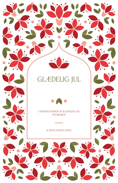 Forhåndsvisning af design for Designgalleri: Blomstret Julekort, 18.2 x 11.7 cm  Enkeltsidet