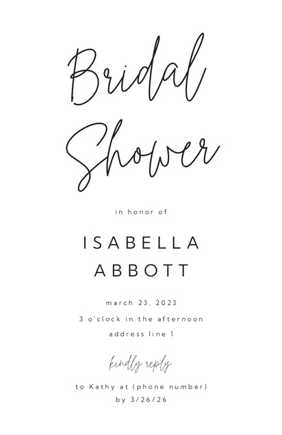 A simple casual white design for Bridal Shower