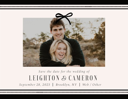 A vintage bow save the date white black design for Traditional & Classic with 1 uploads