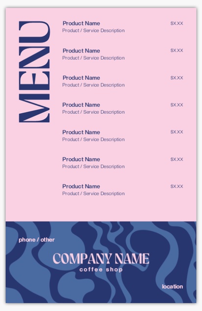 A coffee shop menu pink blue design