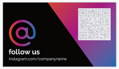 A follow us at symbol black purple design
