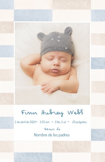 Un anuncio de nacimiento rayas diseño blanco para Comunicados de nacimiento con 1 imágenes