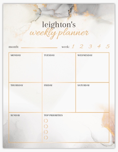 A marble weekly planner white gray design for Business