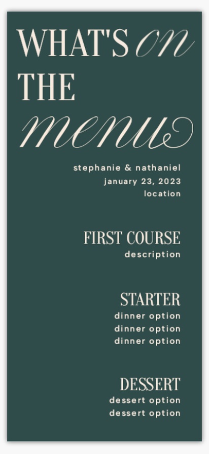 Design Preview for Typographical Wedding Menu Cards Templates, 4" x 8" Flat