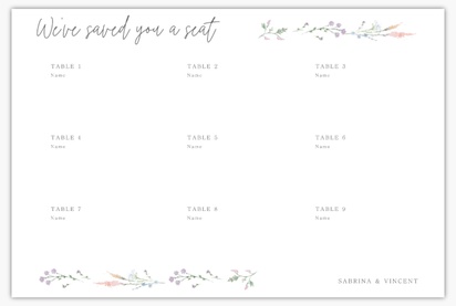 A wildflower pattern seating chart cream white design for Spring