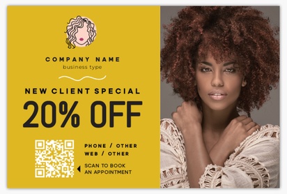 A hair salon coupon yellow gray design