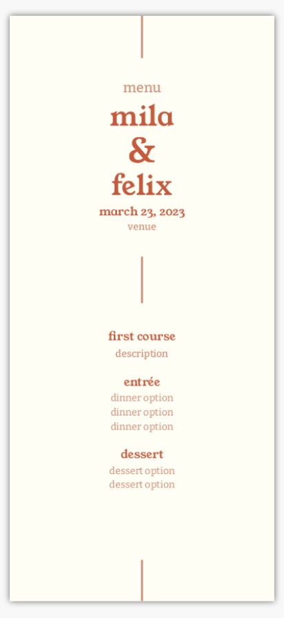 Design Preview for Vintage Wedding Menu Cards Templates, 4" x 8" Flat