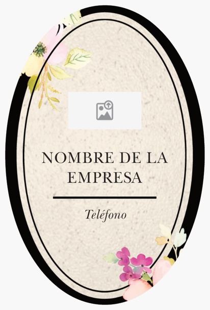 Vista previa del diseño de Galería de diseños de pegatinas en rollo para productos de belleza y perfumes, Ovalada 7,5 x 5 cm