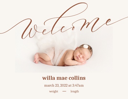 A welcome baby traditional white cream design for Birth Announcements with 1 uploads