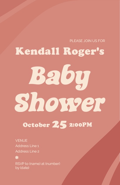 Design Preview for Design Gallery: Retro Baby Shower Invitations, 4.6” x 7.2”